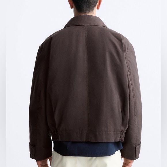 Zara Men’s Waxed Finish Padded Bomber Jacket - Size L - Picture 5 of 14